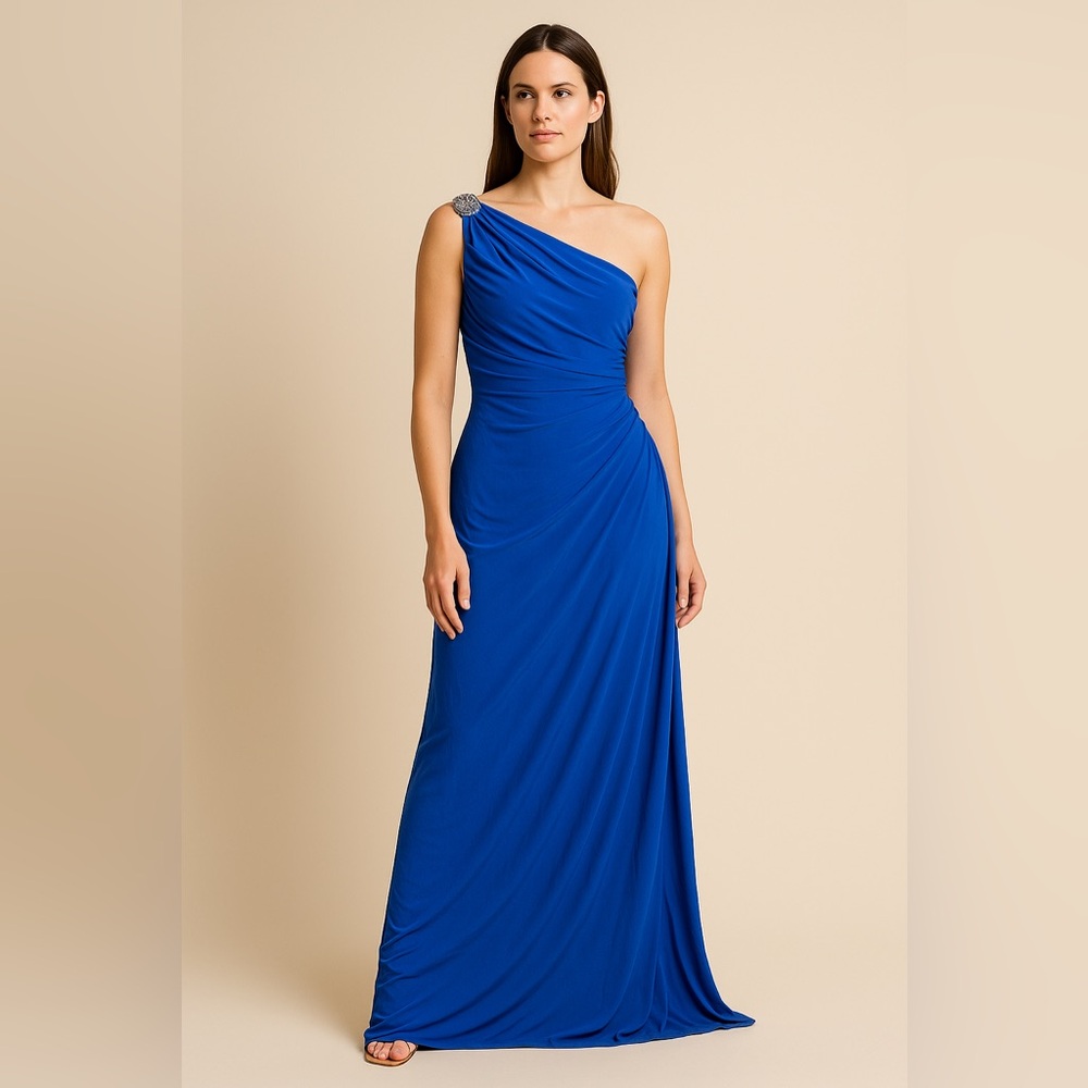 Lauren Ralph Lauren Evening One-Shoulder Blue Gown – Size 12